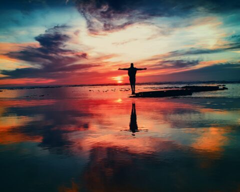 Man in sunrise