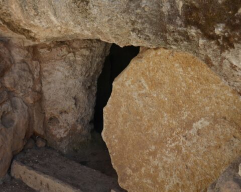 Stone rolled away from tomb