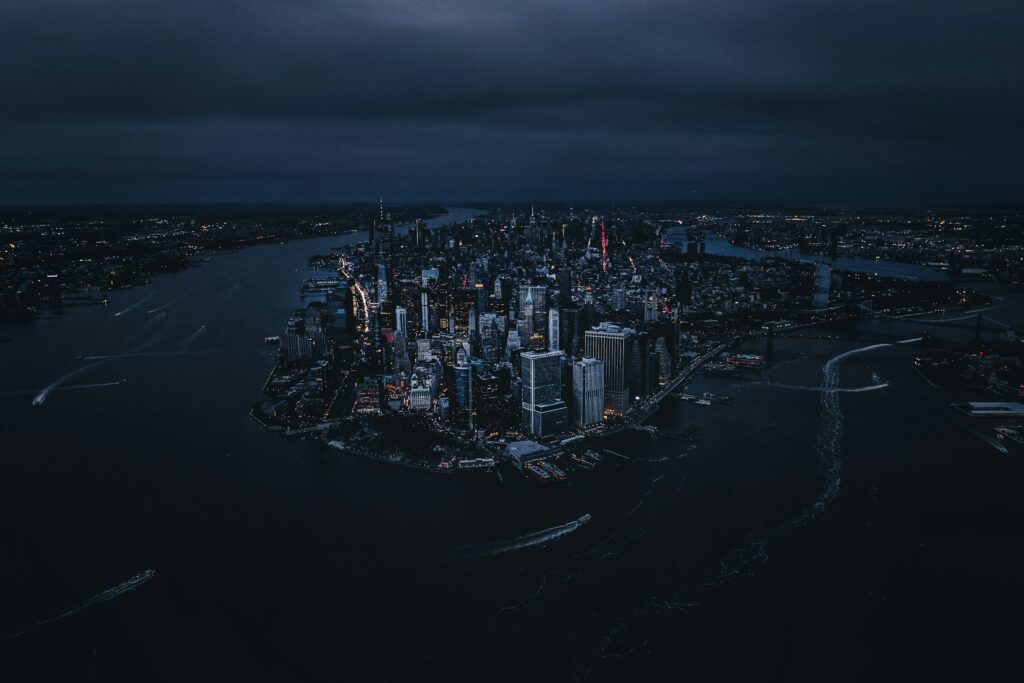 Aerial cityscape of New York