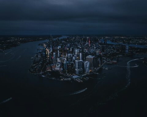 Aerial cityscape of New York