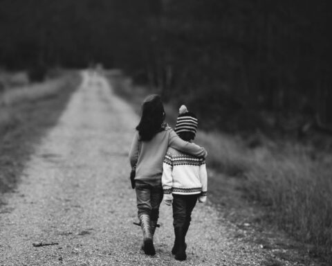 Children walking in a lane