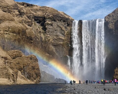 iceland, waterfall, river, water, landscape, nature, stream, cliff, outdoors, waters, mountain, travel, mountains, rainbow, sky, brown natural, iceland, iceland, iceland, waterfall, waterfall, waterfall, waterfall, waterfall, rainbow, rainbow